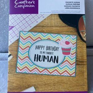 Crafters Companion clear acrylic stamp”favorite human”